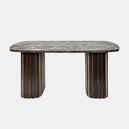 OHS Madison Marble Effect Ribbed Coffee Table - Dark Brown - thumbnail 2