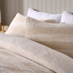 OHS Tufted Boucle Stripe Fleece Duvet Cover Set, Natural - Double - thumbnail 2