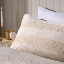 OHS Tufted Boucle Stripe Fleece Duvet Cover Set, Natural - Double - thumbnail 3