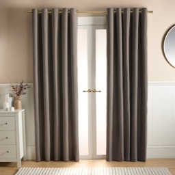 "OHS Woven Texture Eyelet Ultra Blackout Curtains, Mink - 66 x 72"""