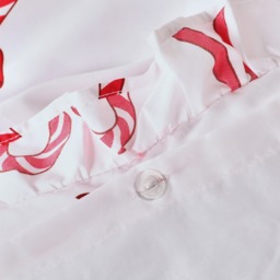 OHS Candy Cane Heart Print Frill Edge Duvet Cover Set, White/Red - King - thumbnail 5