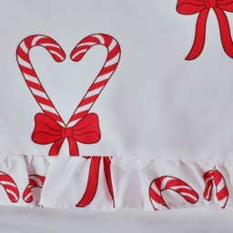 OHS Candy Cane Heart Print Frill Edge Duvet Cover Set, White/Red - King - thumbnail 3