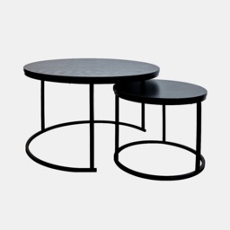 OHS Nest of 2 Round Coffee Tables - Black - thumbnail 2