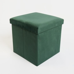 OHS Matte Velvet Foldable Cube Storage Ottoman - Forest Green - thumbnail 4