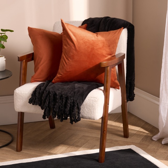 OHS 2 Pack Matte Velvet Cushion Covers - Burnt Orange - image 1