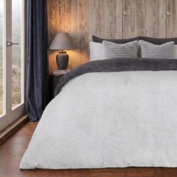 OHS Teddy Fleece Reversible Duvet Cover Set, Charcoal Grey - Super King - thumbnail 3
