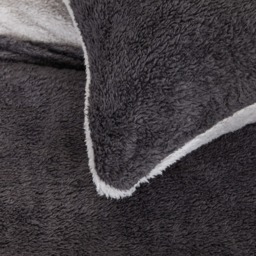 OHS Teddy Fleece Reversible Duvet Cover Set, Charcoal Grey - Super King - thumbnail 4