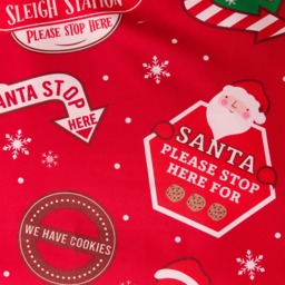 OHS Santa Stop Here Slogan Reversible Duvet Cover Set, Red/White - Single - thumbnail 5