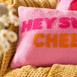 OHS Hey Sweet Cheeks Slogan Cushion - Pink/Orange - thumbnail 3