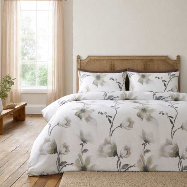 OHS Embossed Floral Print Duvet Cover Set, Silver - King - image 1