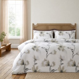 OHS Embossed Floral Print Duvet Cover Set, Silver - King