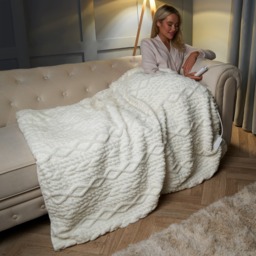 OHS Heated Cable Knit Electric Blanket - Cream - thumbnail 2