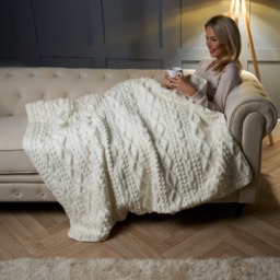 OHS Heated Cable Knit Electric Blanket - Cream - thumbnail 3