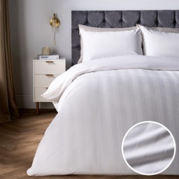 OHS Velvet Stripe Duvet Cover Set, Cream - Double