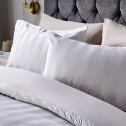 OHS Velvet Stripe Duvet Cover Set, Cream - Double - thumbnail 2