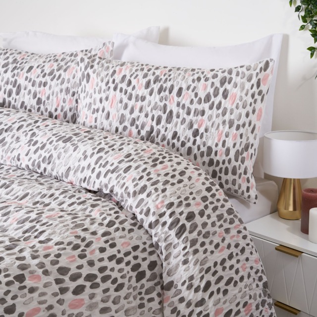OHS Dalmatian Spots Print Seersucker Duvet Set, White - Single