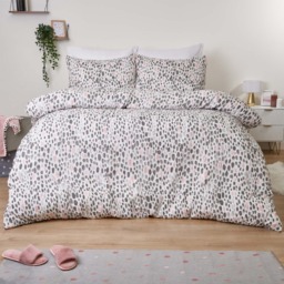 OHS Dalmatian Spots Print Seersucker Duvet Set, White - Single - thumbnail 2