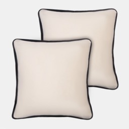 OHS 2 Pack Matte Velvet Piped Edge Cushion Covers, 45 x 45cm - Cream - thumbnail 5