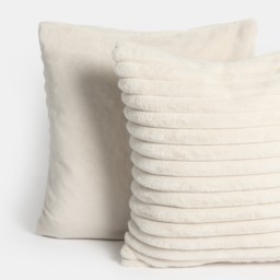 OHS Faux Fur Thick Ribbed Cushion Covers - Natural - thumbnail 4