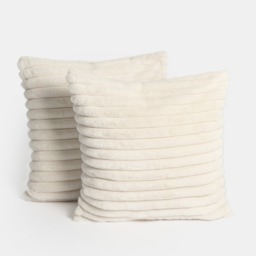 OHS Faux Fur Thick Ribbed Cushion Covers - Natural - thumbnail 3