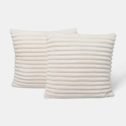 OHS Faux Fur Thick Ribbed Cushion Covers - Natural - thumbnail 2