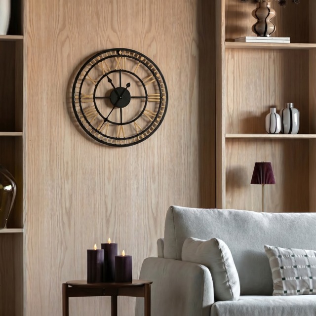 OHS Skeleton Wall Clock - Black/Gold - image 1