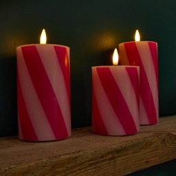 OHS 3 Pack Candy Stripe Print LED Candle - Hot Pink/Pink - thumbnail 2