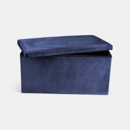 OHS Matte Velvet Foldable Rectangle Storage Ottoman - Navy - thumbnail 5