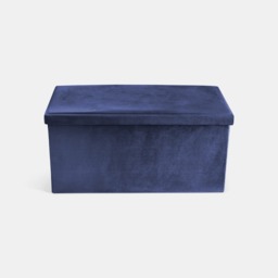 OHS Matte Velvet Foldable Rectangle Storage Ottoman - Navy - thumbnail 4