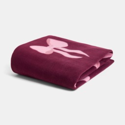 OHS Bow Print Fleece Throw, Burgundy/Pink - 120 x 150cm - thumbnail 3