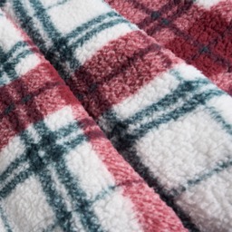 OHS Check Tassel Sherpa Throw - Red/Green - thumbnail 4