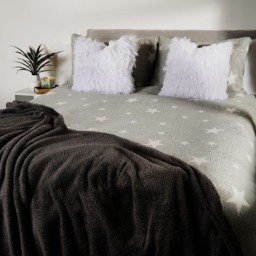 OHS Star Teddy Fleece Duvet Cover Set, Grey - Double - thumbnail 4