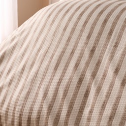 OHS Waffle Watercolour Stripe Duvet Set, Stone  - Double - thumbnail 4