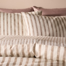 OHS Waffle Watercolour Stripe Duvet Set, Stone  - Double - thumbnail 2