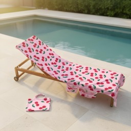OHS Cherry Print Beach Towel in a Bag - Pink - thumbnail 2