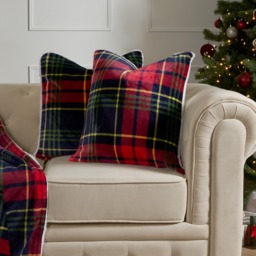 OHS Oxford Flannel Check Cushion Covers - Navy/Red - thumbnail 2