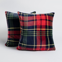 OHS Oxford Flannel Check Cushion Covers - Navy/Red - thumbnail 3