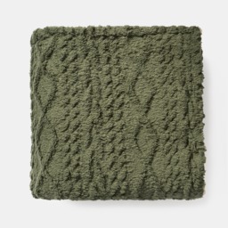 OHS Cable Knit Sherpa Throw, Woodland Green - 130 x 160cm - thumbnail 4
