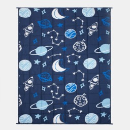 OHS Kids Teddy Fleece Space Weighted Blanket, Navy - 3kg - thumbnail 4