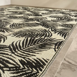 OHS Outdoor Leaf Print Rug, 120cm x 170cm - Monochrome - thumbnail 2