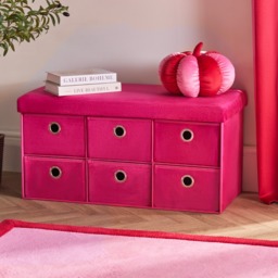 OHS Matte Velvet 6-Drawer Storage Chest - Hot Pink