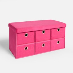 OHS Matte Velvet 6-Drawer Storage Chest - Hot Pink - thumbnail 3