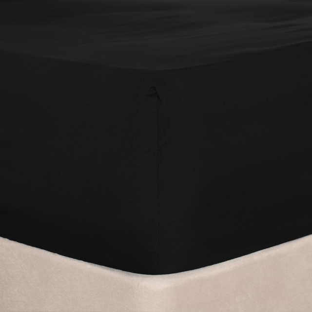 OHS Plain Dyed Deep Fitted Sheet, Black - Double - image 1