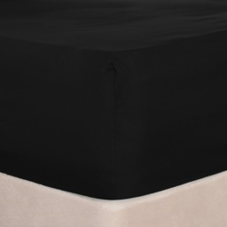 OHS Plain Dyed Deep Fitted Sheet, Black - Double - thumbnail 1