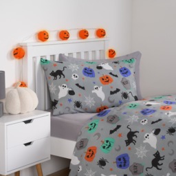 OHS Halloween Duvet Cover Set, Grey - Single - thumbnail 3