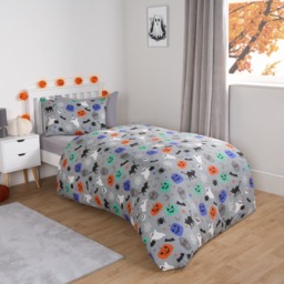 OHS Halloween Duvet Cover Set, Grey - Single - thumbnail 2