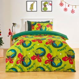 OHS Grinch Printed Duvet Set, Green - Single - thumbnail 3