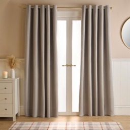 "OHS Woven Texture Eyelet Ultra Blackout Curtains, Natural - 66 x 72"""