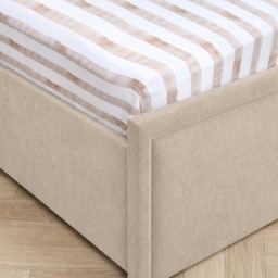 OHS Stripe Print Fitted Sheet, White/Brown - Double - thumbnail 2