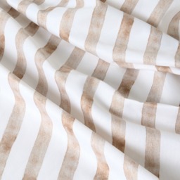 OHS Stripe Print Fitted Sheet, White/Brown - Double - thumbnail 4